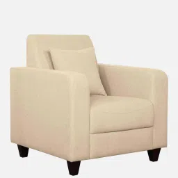 woodsworth from pepperfry Alba Fabric 1 Seater Sofa In Beige Colour image 4