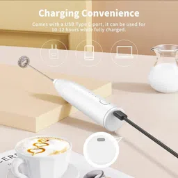maypra 50 W Rechargeable Milk Frother & Egg Beater | 3 Speed with 2 Stainless Steel Whisks Electric Whisk image 5
