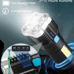 dyzo 4in1 OSL+COB LED Torch Rechargeable Flashlight 4 Modes Torch image 4