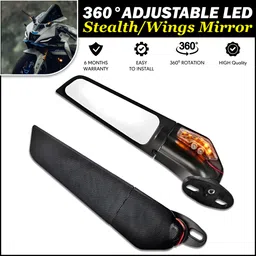 mikanix 360° Adjustable Moto GP LED Stealth Wings Rear View Mirror For Ninja All Models Bike Fairing Kit-picture-22