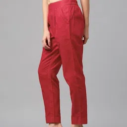 modacasa Pack of 2 Women Regular Fit White, Red Pure Cotton Trousers image 3