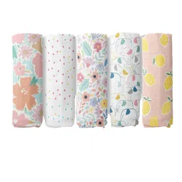 haus & kinder Infant Kids Set of 5 Pure Cotton Printed Swaddles-picture-1