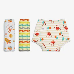 SuperBottoms Kids Pack Of 3 Printed Sustainable Pure Cotton Waterproof Padded Underwear-picture-28