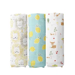 haus & kinder Infant Kids Set of 3 Pure Cotton Printed Swaddles-picture-20