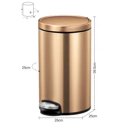 obsessions Fingerprint Resistant Step Dustbin with Liner, 12 Litres, Bronze Copper image 5