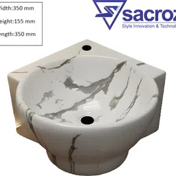 SACROZ CORNER WHITE AND BLACK BASIN MS-2101 Corner Basin image 4
