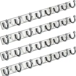 urim Premium Stainless Steel 8 Pin Cloth Hanger Wall Mounted Bathroom Cloth Hanger,Coth Wall Hook,Door Hooks Rail for Hanging Keys,Clothes,Towel (Pack of 4) Door Hanger-picture-21