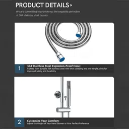 Plantex Shower Panel Full Set for Bathroom with Showerhead/Handheld Shower Hose & Clamp Thermostatic Shower Panel image 4