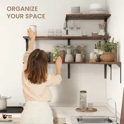 wooden cave Containers Kitchen Rack Set of 2 Expandable Kitchen Organizer Wood, Iron image 4