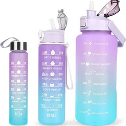 rbm 3 in 1 Set (2L, 900ML, 300ML) Bpa Free Plastic Motivational Water Bottle 3500 ml Bottle-picture-13