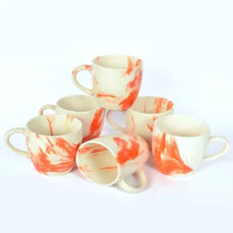 fabinaliv White Ceramic 230 ml Hancrafted (Set of 6 ) Tea Cups image 3