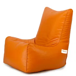 sattva Chair Leatherette Bean Bag With Beans in Orange Colour image 4