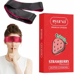 eyurva strawberry flavored condom with soft satin blindfold combo for couple Condom-picture-21