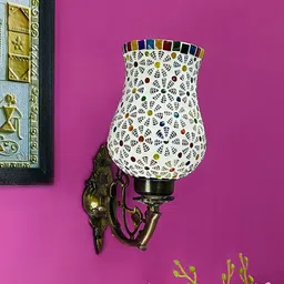 foziq Multicolour B22 holder Metal & Glass Uplight Wall Scone image 2