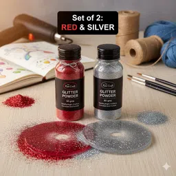 bolt bee Red and Silver Color Glitter Powder for Nails, Art & Crafts Sparkle & Shine Resin Art Medium image 2