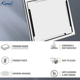 kamal Floor Stainless Steel Push Down Strainer image 2