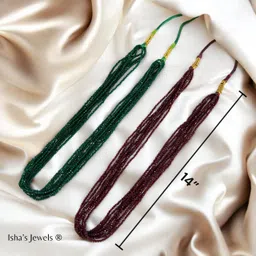 ishas Hydro Beads 8 Lines Chain (Pack of 2pc-Maroon and Green Color) Beads Crystal Layered image 4