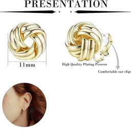 el regalo 1 Pair Non Piercing Clip On Earrings- Knot Twist Clip On Non Pierced Earrings for Girls/Women- Fake Clip Earrings image 2