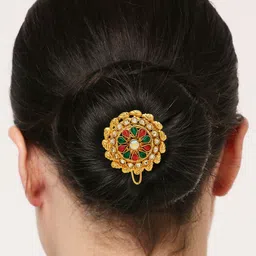 OOMPH Set Of 3 Stone Studded & Beaded Choti Hair Pins image 3