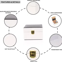 ayesha goods 2-Slot Watch Storage Box Design with Velvet Lining Transparent Lid & Fancy Lock Watch Box image 5