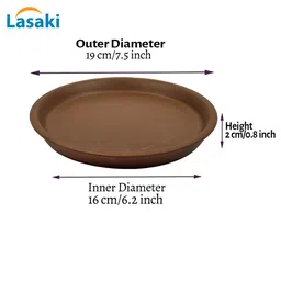 LASAKI 2 Pieces Brown Round Truffle Ceramic Pot Trays image 5