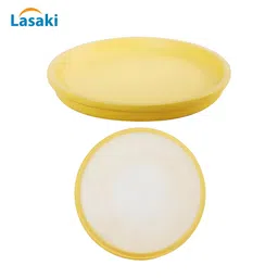 LASAKI 2 Pieces Yellow Round Ceramic Pot Trays image 3