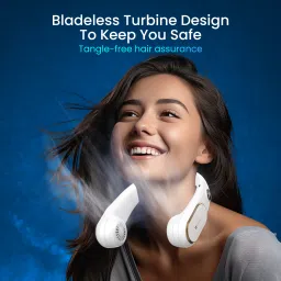 White Portronics GoBreeze portable neck fan for cooling comfort with bladeless design and USB-C rechargeable battery image 5