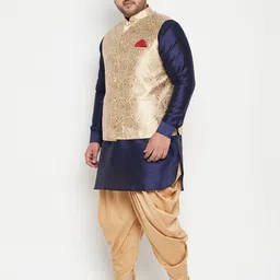 jbn creation Men Silk Blend Kurta Dhoti Ethnic Jacket Set image 2