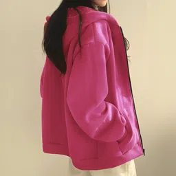 lecowar Women Self Design Fleece Jacket image 2