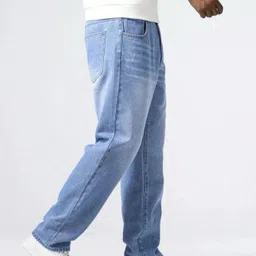 frist date Men Straight Fit Mid Rise Light Blue Jeans image 4