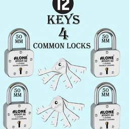 alone Atoot 50mm Padlock for Home Door Lock ,12 Same Keys 4 Locks (pack 4) Padlock-picture-19