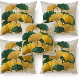 flipkart smartbuy Microfibre Cushion Pack of 5 Floral Golden Aura Collection-picture-29