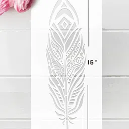 ranipari Feather Wall Stencil (3 Pack) Large Fancy Mandala Feather Stencil (8X17Inch) Feather Wall Stencil wall Stencil image 3
