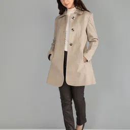 honnete 100 % Polyester Solid Coat For Women-picture-16