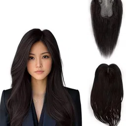 3 Clip Matt topper for Women Natural Color 16 Inch 3 Clip (Brown) Hair Extension-image-33