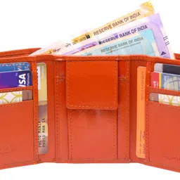 hydein Men Casual Orange Genuine Leather RFID Wallet image 3