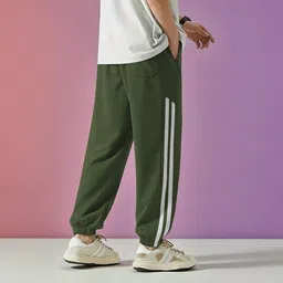 nivedanm Men Self Design Green Track Pants image 2