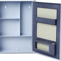 zahab Bathroom Cabinet With Mirror Organizer Big Size 12x4x16 inch grey Plastic Wall Shelf image 3