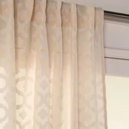 peepul tree Cozy Haven Semi Sheer Handwoven Cotton Curtain Beige & White Cutwork (7ft) image 5