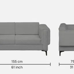 casacraft from pepperfry Consalvo Boucle Fabric 2 Seater Sofa in Grey Colour image 2