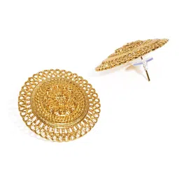Zaveri Pearls Gold-Plated Circular Filigree Studs image 3