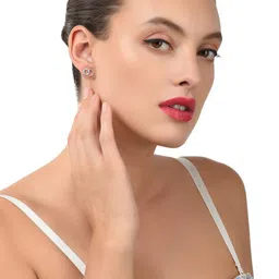 DHRUVI Rose Gold-Plated CA-Studded Circular Studs image 4