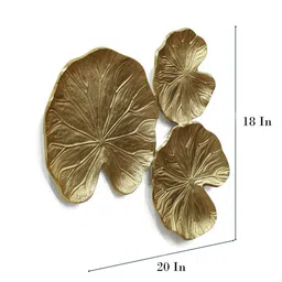 cocovey Aluminium Lotus Leaf Wall Art In Gold image 3