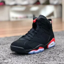 hms Men's High-Top Sneakers | Stylish Black & Red Basketball-Inspired Shoes Casuals For Men image 3