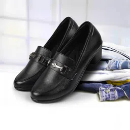 mochi Women's Black Slip On closure Formal - Slip On with Block Heel For Women-picture-14