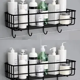 Bathroom Shelf Shower Shelf Adhesive Shower Cady For Shampoo Holder Kitchen Rack Plastic Wall Shelf-image-4
