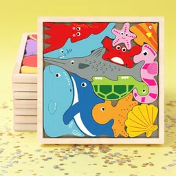 Sea Animal Wooden Jigsaw Puzzle for Kids – Educational Toy Q141-image-59