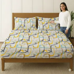 home stylish Cotton Double Flat 210 TC Floral Bedsheet image 1