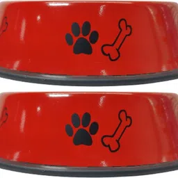 fouresta Anti Skid Round Pet Bowl Combo (700 ml Each) Stainless Steel Pet Bowl image 3