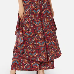 otira Women Flared Multicolor Crepe Trousers image 4